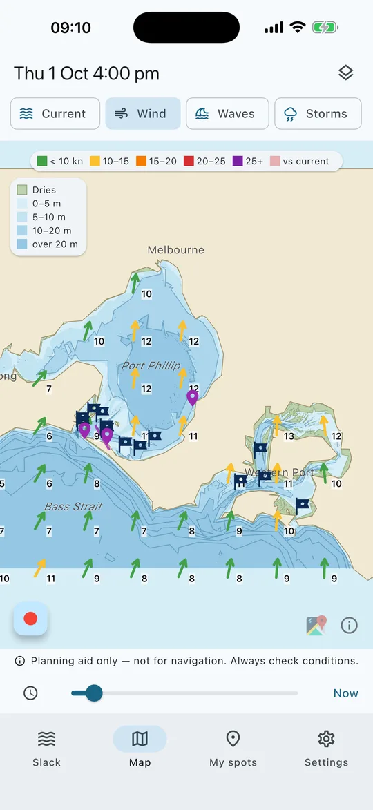 Wind and gusts, 48 hours